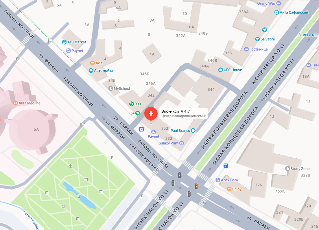 EKO-IKSI klinikasi manzili — Toshkent shahri xaritasi
